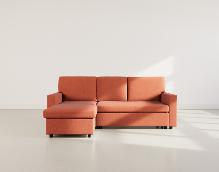 Canapé d’angle 4 places en tissu convertible avec coffre Meiya