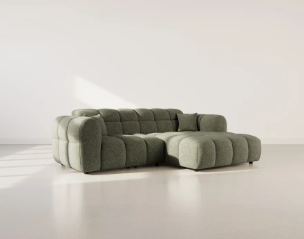 Canapé d'angle droit 4 places en tissu texturé Mini Ray
