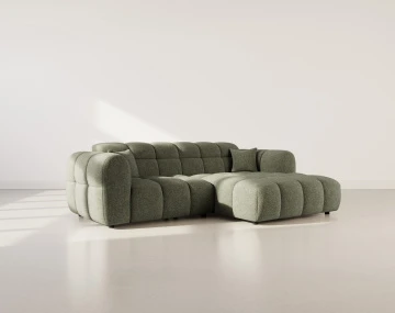 Canapé d'angle droit 4 places en tissu texturé Mini Ray
