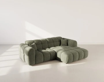 Canapé d'angle droit 4 places en tissu texturé Mini Ray