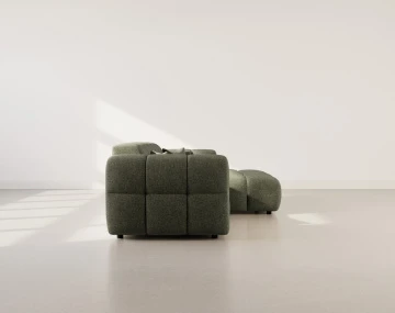 Canapé d'angle droit 4 places en tissu texturé Mini Ray