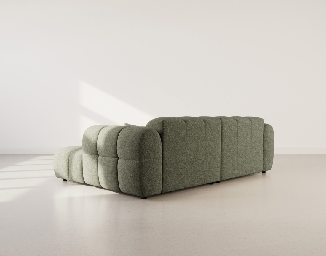 Canapé d'angle droit 4 places en tissu texturé Mini Ray