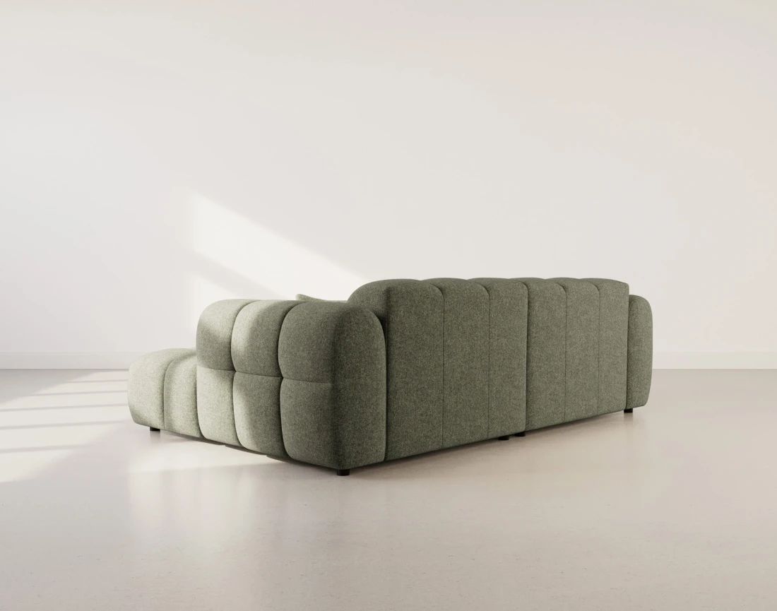 Canapé d'angle droit 4 places en tissu texturé Mini Ray
