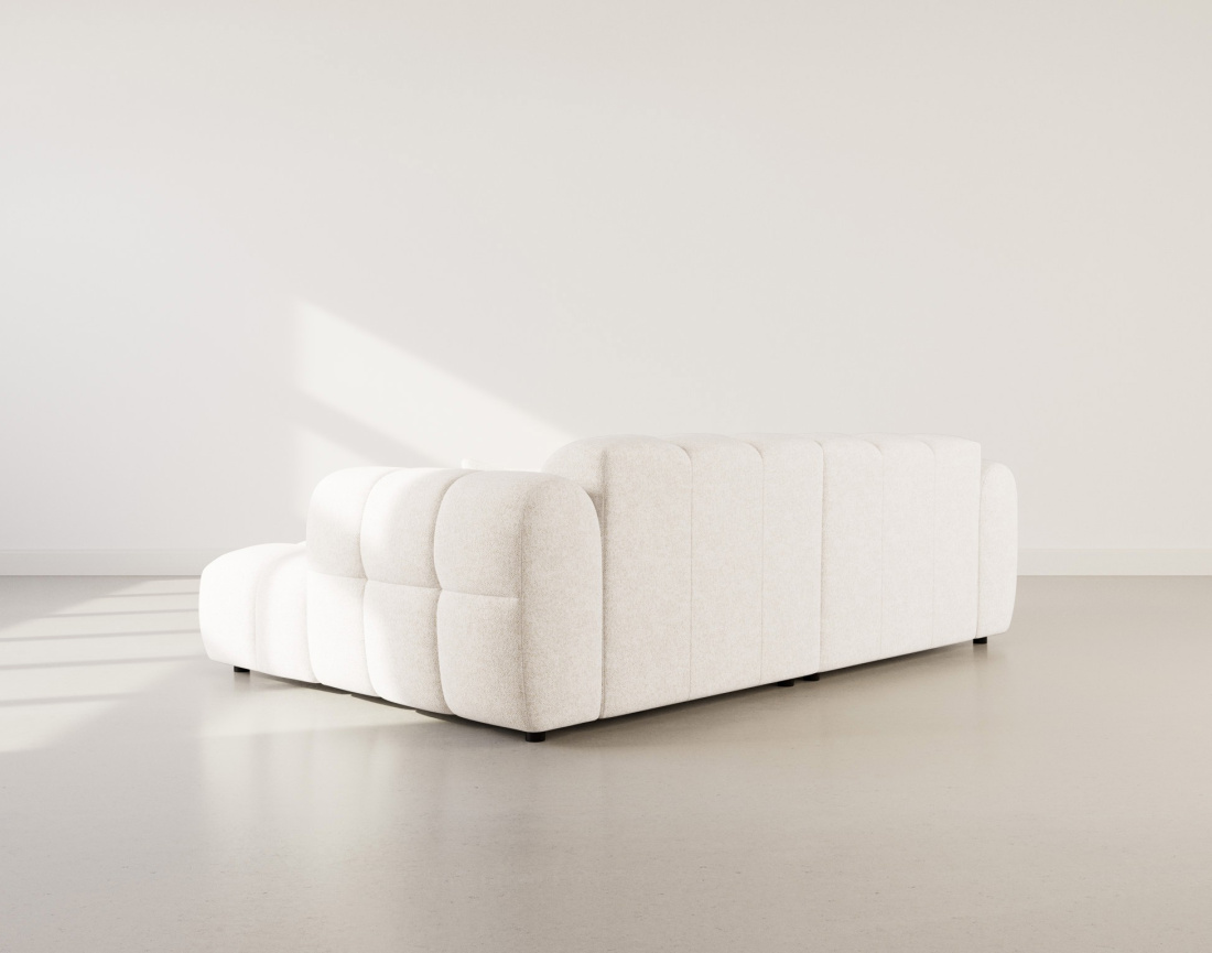 Canapé d'angle droit 4 places en tissu texturé Mini Ray