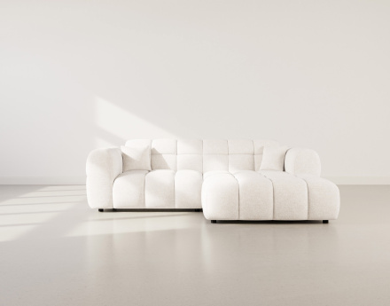 Canapé d'angle droit 4 places en tissu texturé Mini Ray