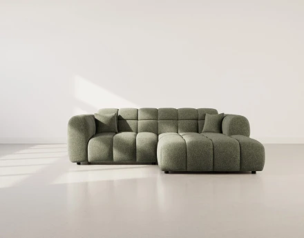 Canapé d'angle droit 4 places en tissu texturé Mini Ray