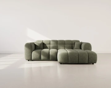 Canapé d'angle droit 4 places en tissu texturé Mini Ray
