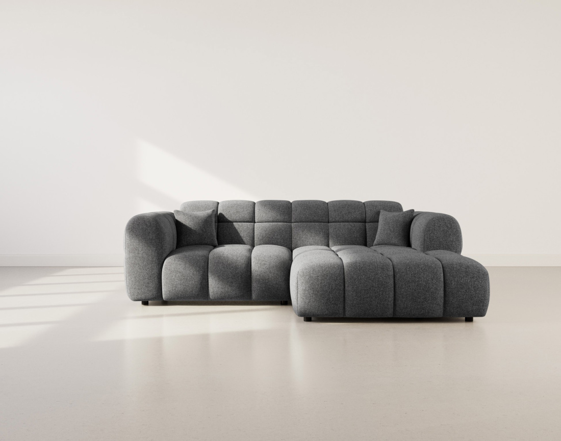 Canapé d'angle droit 4 places en tissu texturé Mini Ray