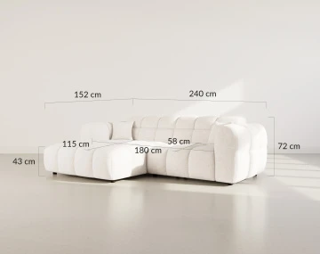 Canapé d'angle gauche 4 places en tissu texturé Mini Ray