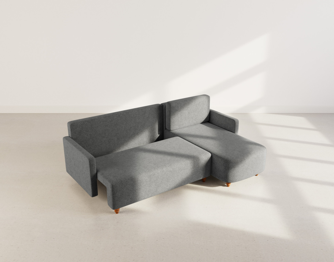 Canapé d'angle réversible 4 places convertible avec coffre en velours texturé Calypso