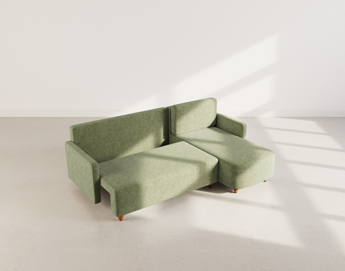 Canapé d'angle réversible 4 places convertible avec coffre en velours texturé Calypso