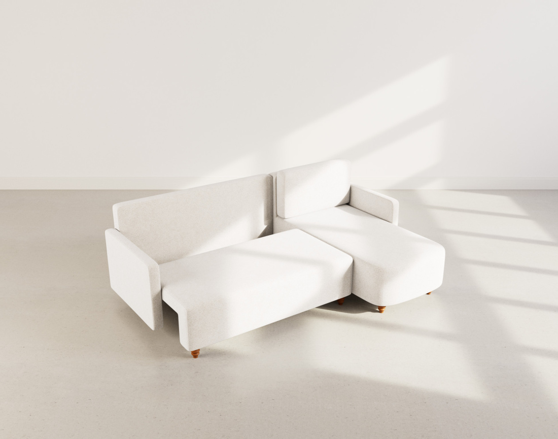 Canapé d'angle réversible 4 places convertible avec coffre en velours texturé Calypso