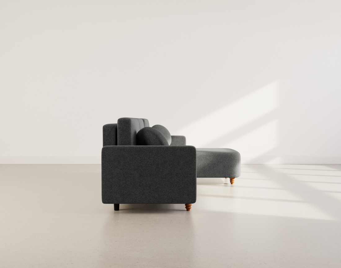 Canapé d'angle réversible 4 places convertible avec coffre en velours texturé Calypso