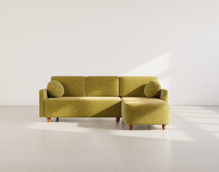 Canapé d'angle réversible 4 places convertible avec coffre en velours texturé Calypso