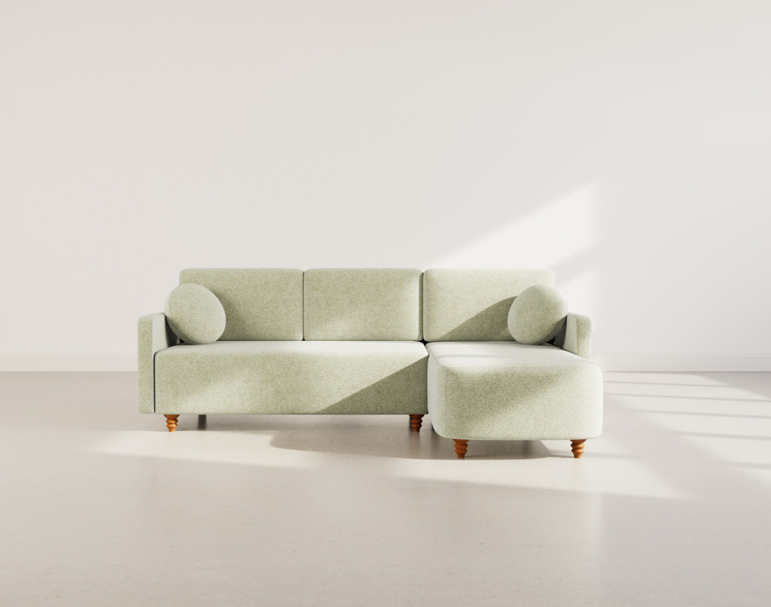 Canapé d'angle réversible 4 places convertible avec coffre en velours texturé Calypso