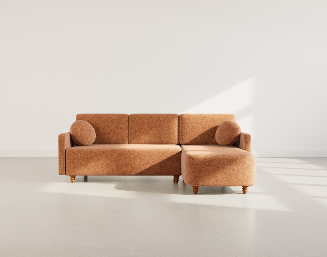 Canapé d'angle réversible 4 places convertible avec coffre en velours texturé Calypso