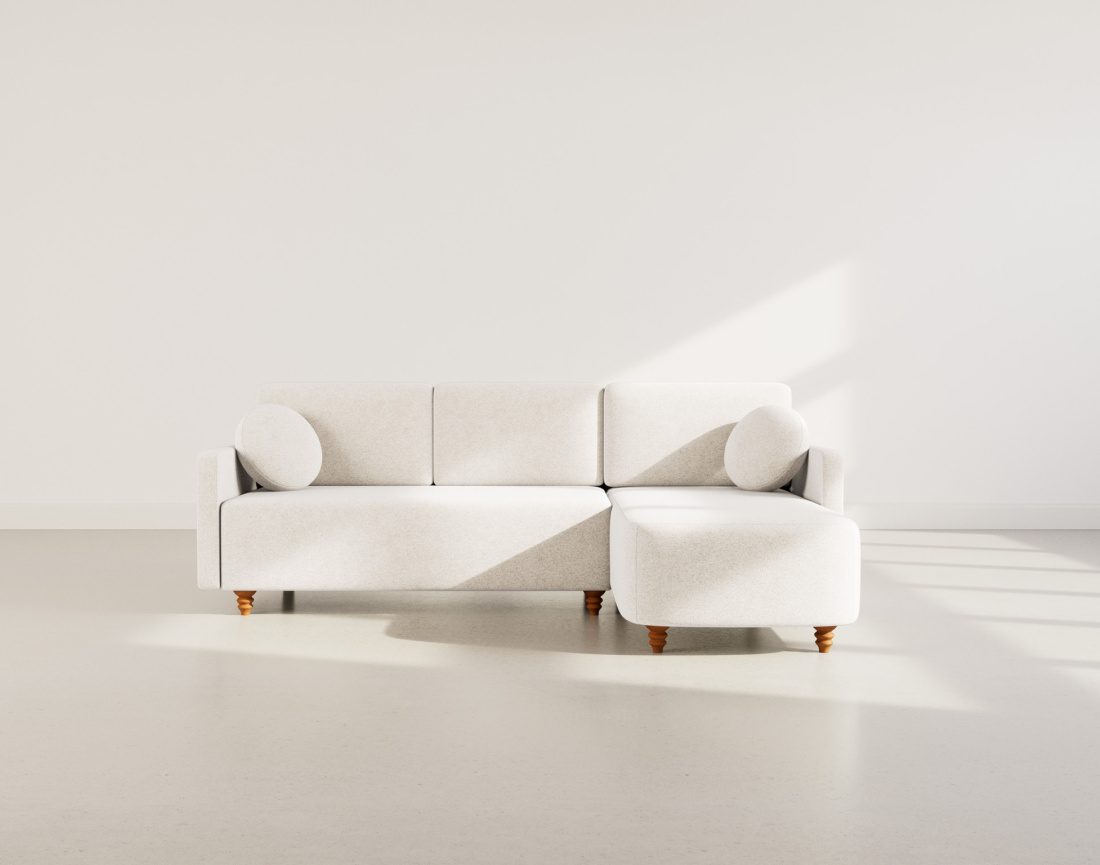 Canapé d'angle réversible 4 places convertible avec coffre en velours texturé Calypso