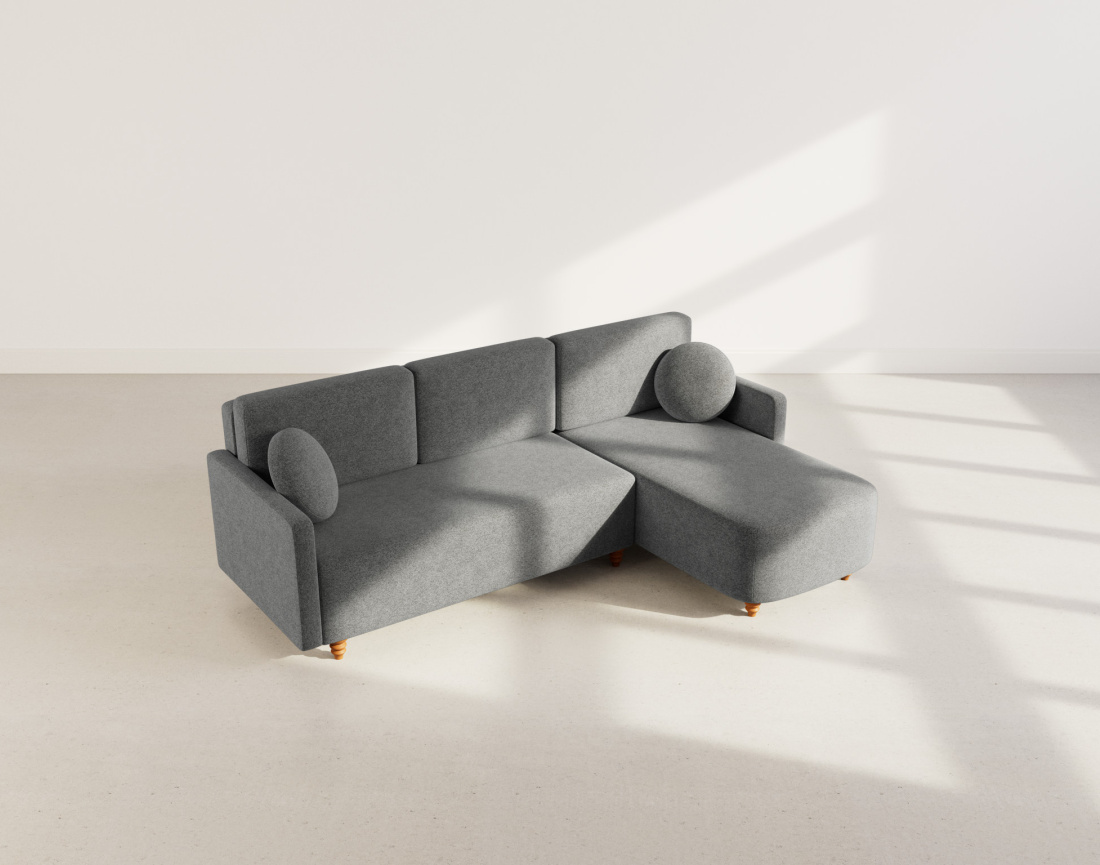 Canapé d'angle réversible 4 places convertible avec coffre en velours texturé Calypso