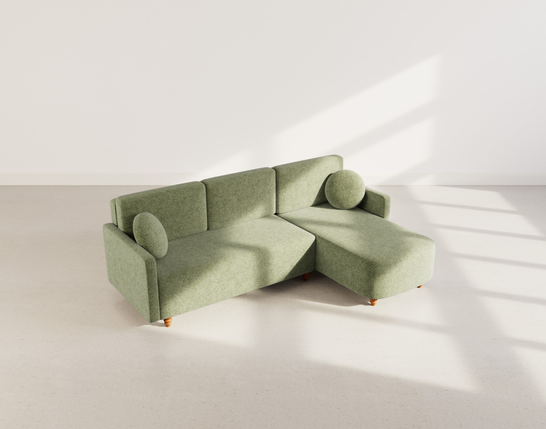 Canapé d'angle réversible 4 places convertible avec coffre en velours texturé Calypso