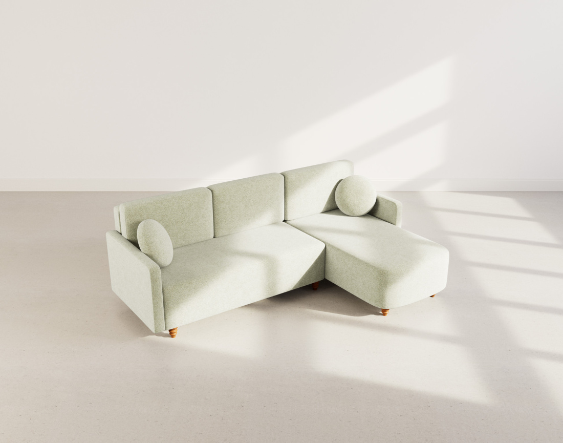 Canapé d'angle réversible 4 places convertible avec coffre en velours texturé Calypso