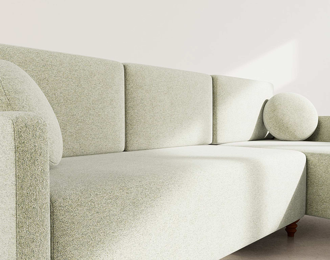 Canapé d'angle réversible 4 places convertible avec coffre en velours texturé Calypso