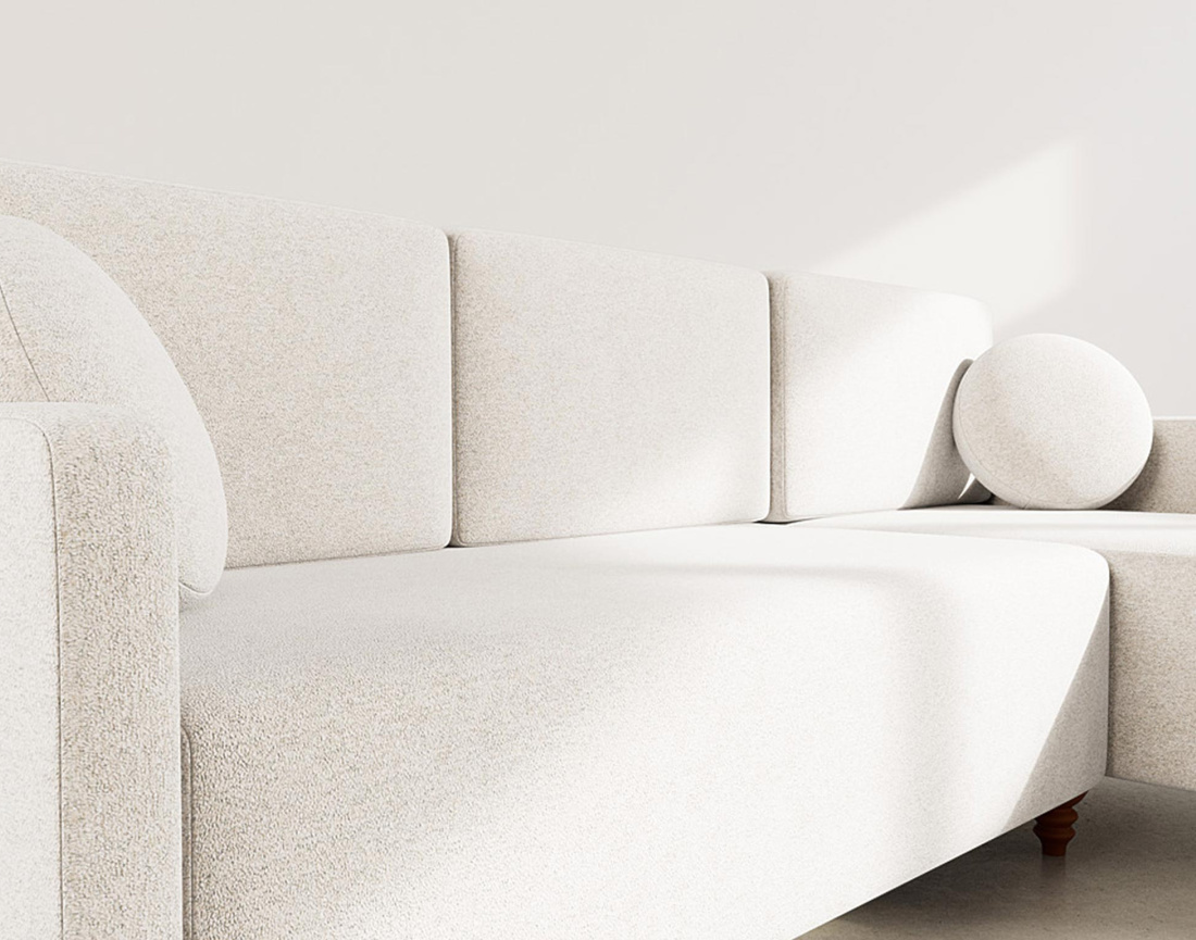 Canapé d'angle réversible 4 places convertible avec coffre en velours texturé Calypso