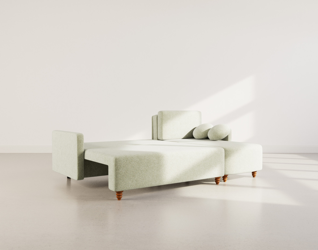 Canapé d'angle réversible 4 places convertible avec coffre en velours texturé Calypso