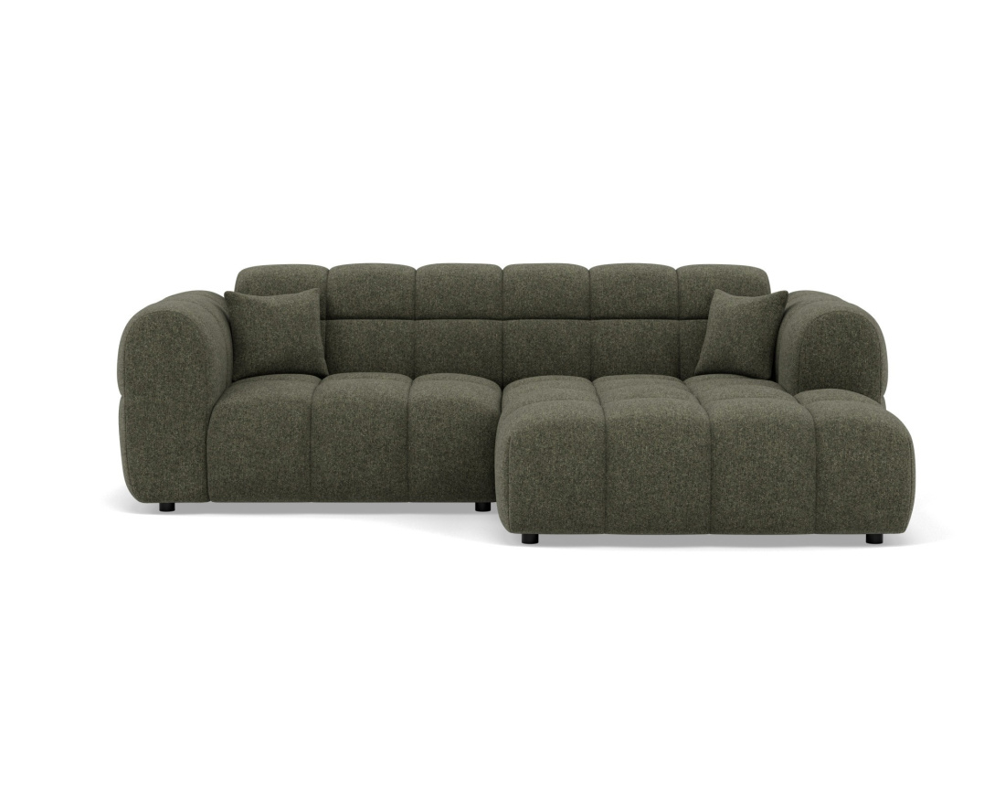 Canapé d'angle droit 4 places en tissu texturé Mini Ray