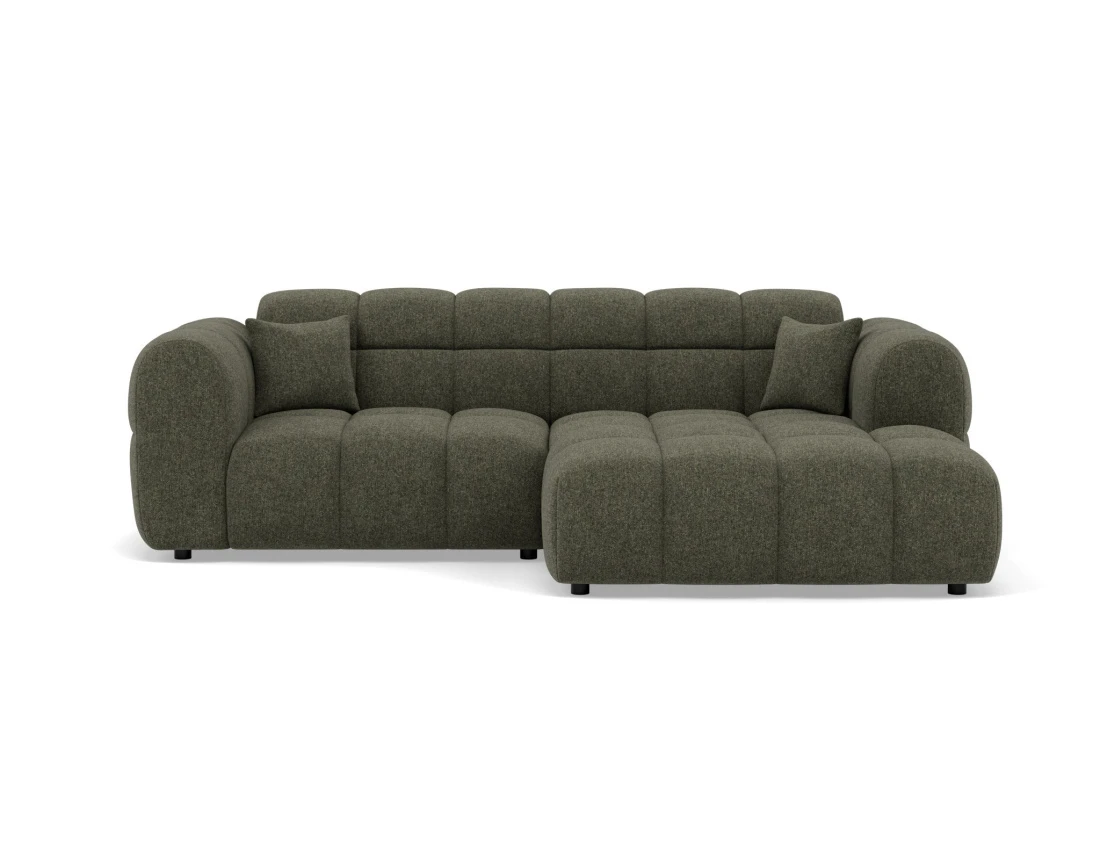 Canapé d'angle droit 4 places en tissu texturé Mini Ray