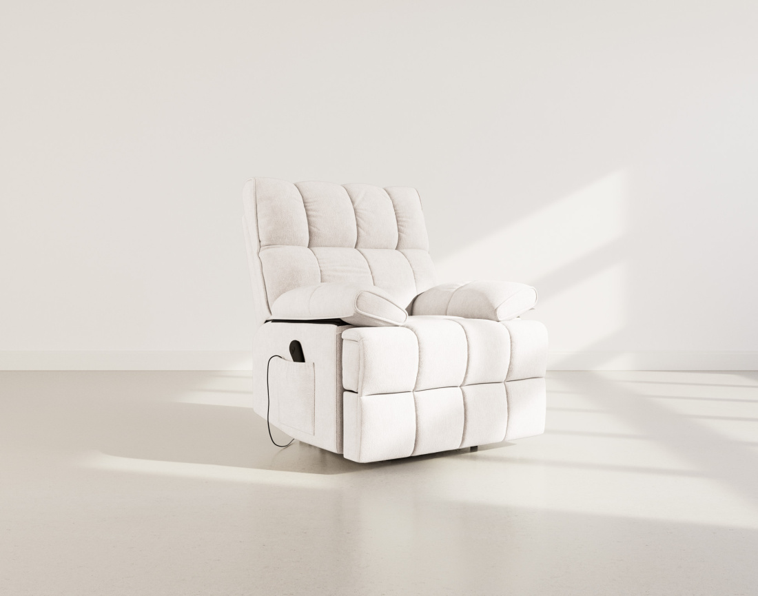 Fauteuil relax électrique en velours texturé Chandler