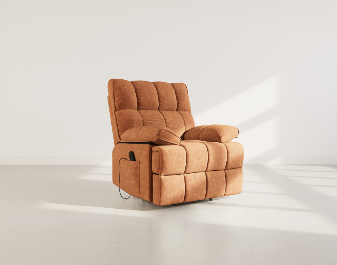 Fauteuil relax électrique en velours texturé Chandler
