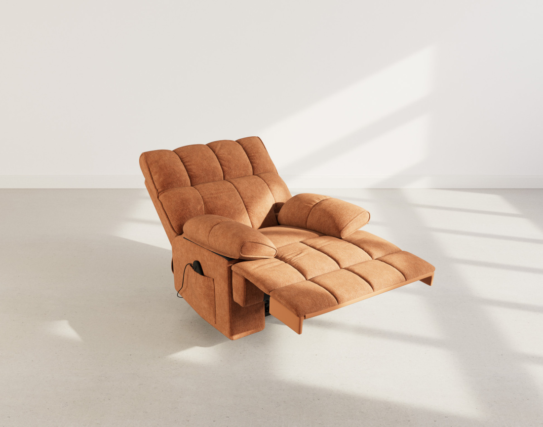 Fauteuil relax électrique en velours texturé Chandler