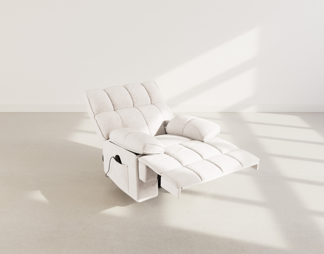 Fauteuil relax électrique en velours texturé Chandler