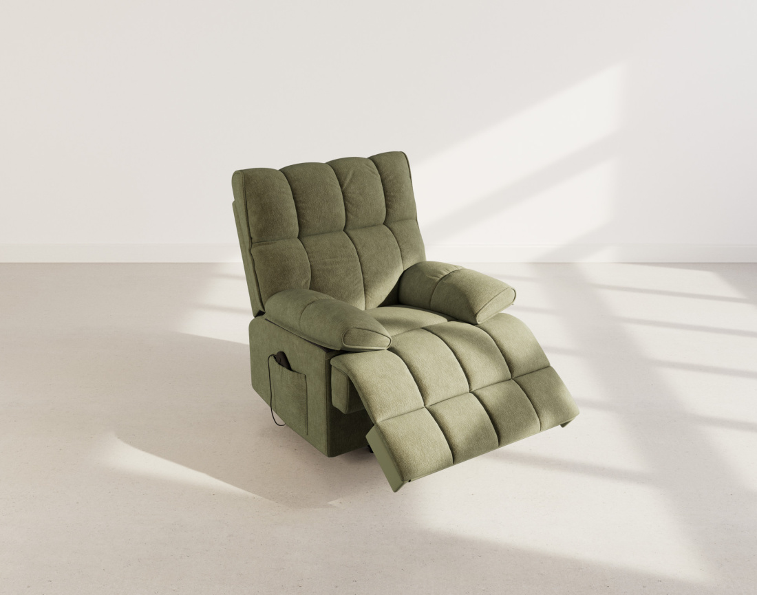 Fauteuil relax électrique en velours texturé Chandler