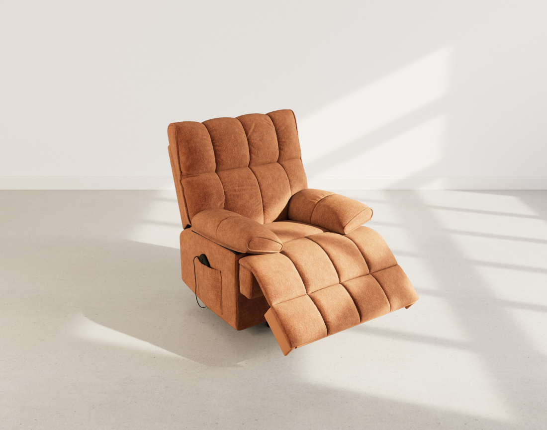 Fauteuil relax électrique en velours texturé Chandler