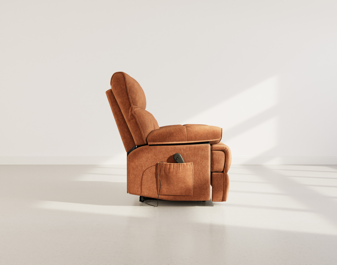 Fauteuil relax électrique en velours texturé Chandler