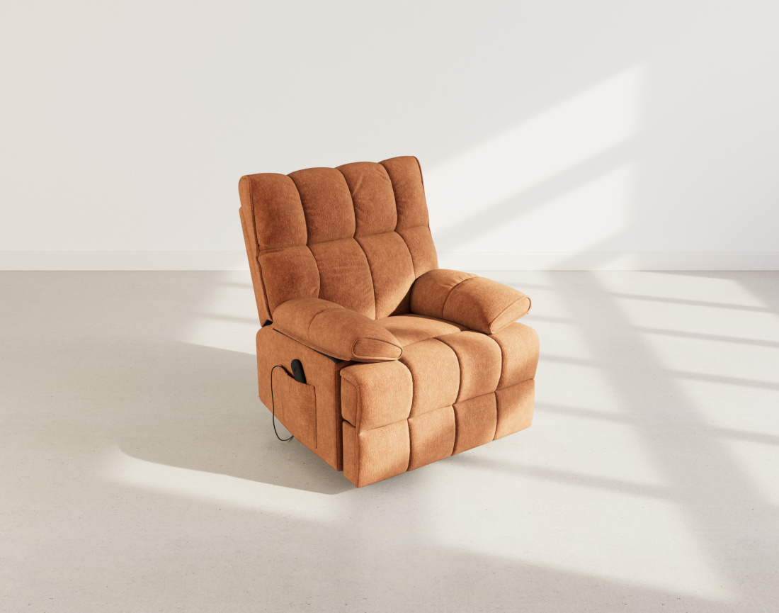 Fauteuil relax électrique en velours texturé Chandler