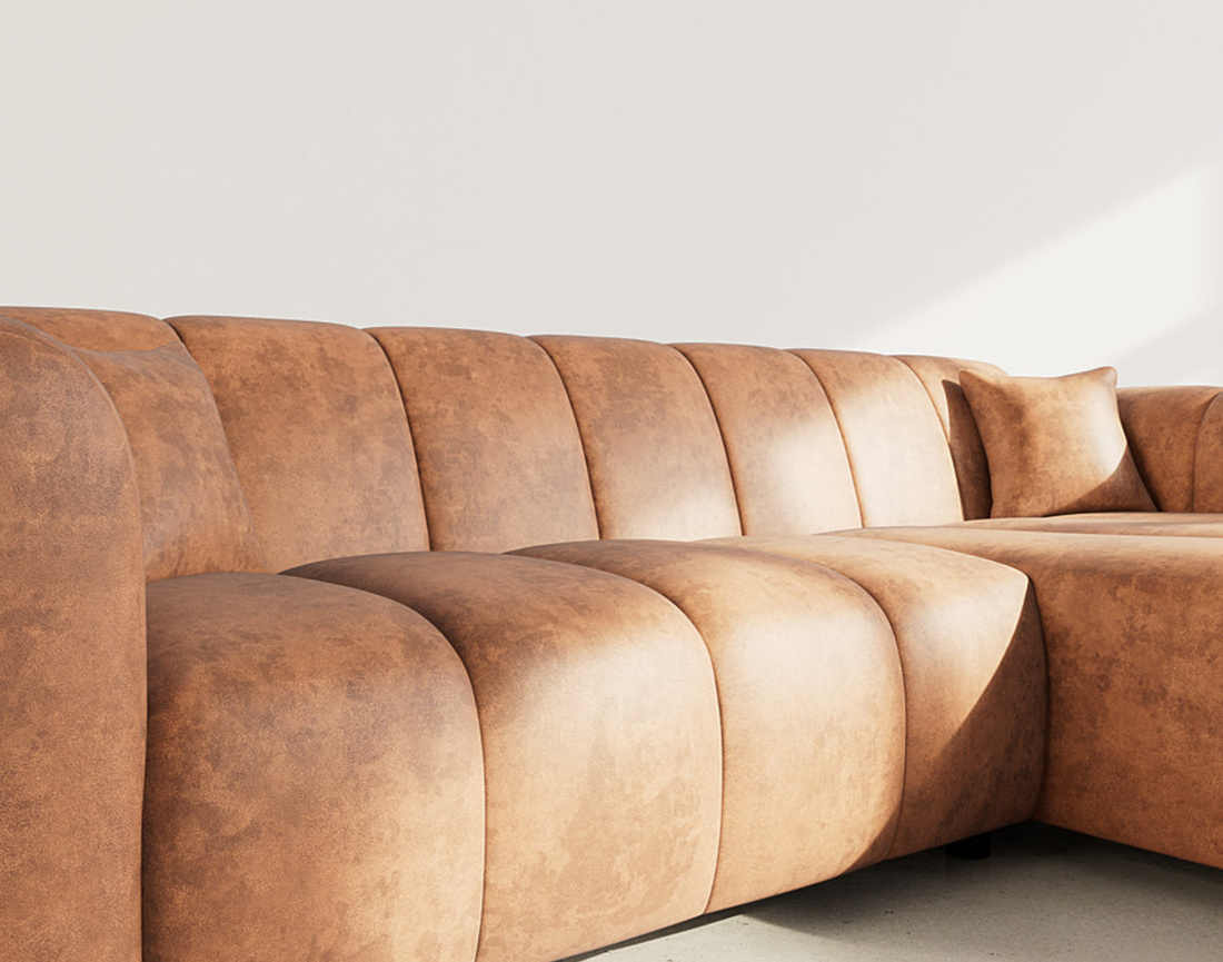 Canapé d'angle droit 4 places en simili Curtis