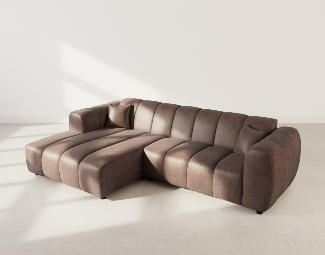 Canapé d'angle gauche 4 places en simili Curtis