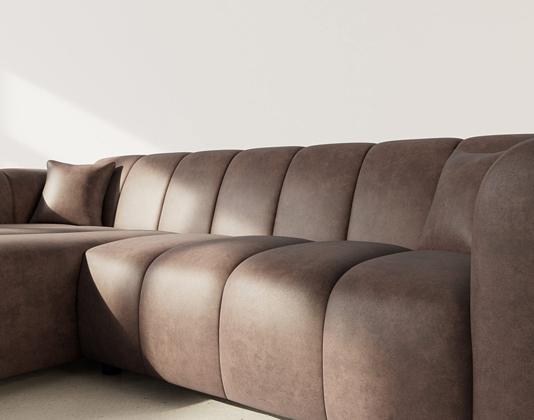 Canapé d'angle gauche 4 places en simili Curtis