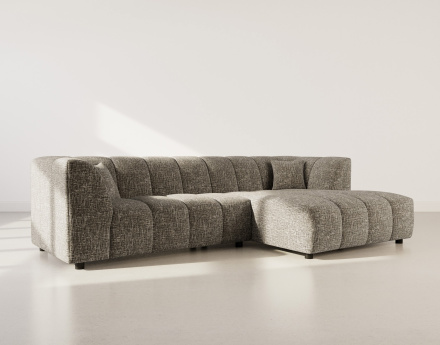Canapé d'angle droit 4 places avec accoudoir en tissu texturé Curtis