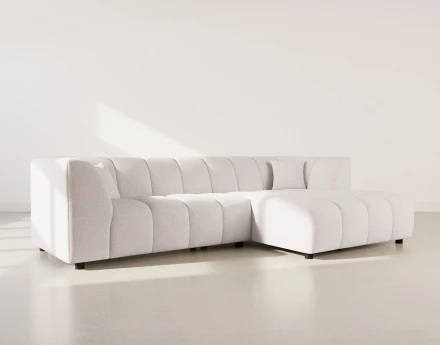 Canapé d'angle droit 4 places avec accoudoir en tissu texturé Curtis