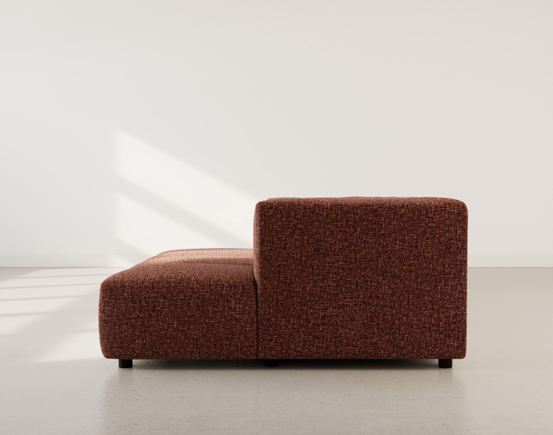 Canapé d'angle droit 4 places avec accoudoir en tissu texturé Curtis