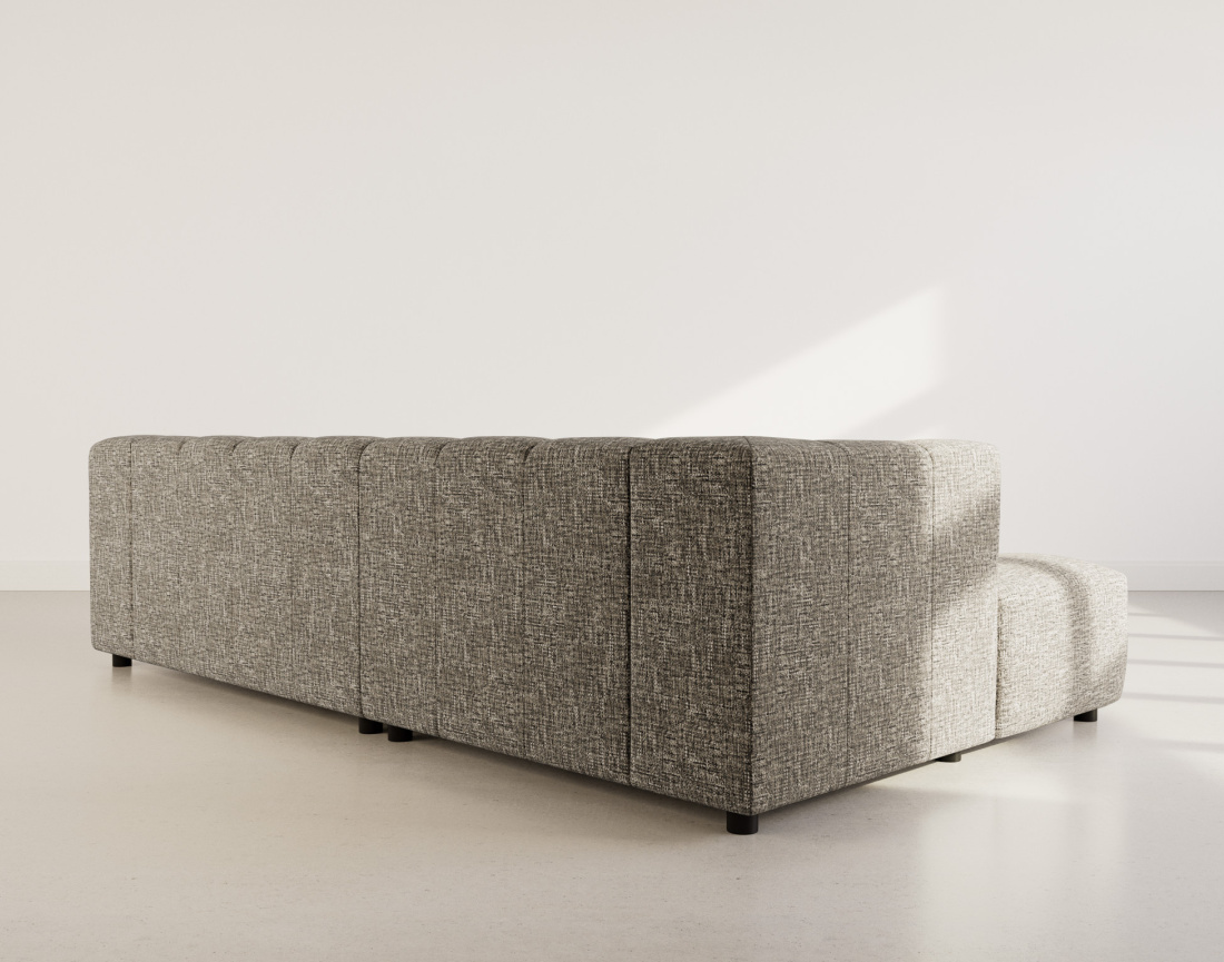 Canapé d'angle gauche 4 places avec accoudoir en tissu texturé Curtis