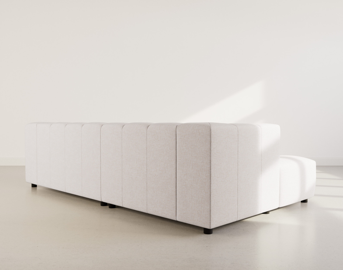 Canapé d'angle gauche 4 places avec accoudoir en tissu texturé Curtis