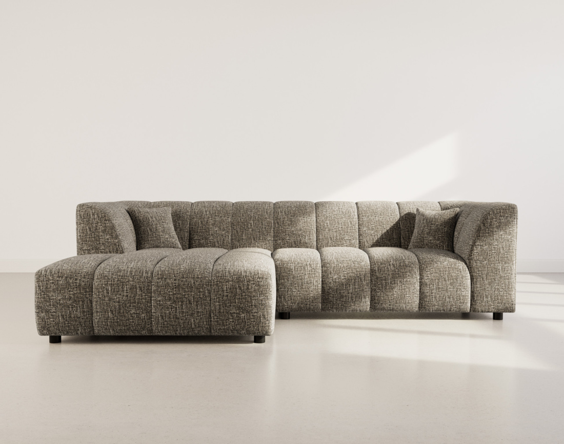 Canapé d'angle gauche 4 places avec accoudoir en tissu texturé Curtis