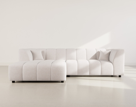 Canapé d'angle gauche 4 places avec accoudoir en tissu texturé Curtis