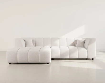 Canapé d'angle gauche 4 places avec accoudoir en tissu texturé Curtis