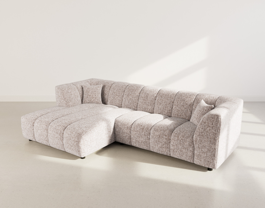 Canapé d'angle gauche 4 places avec accoudoir en tissu texturé Curtis