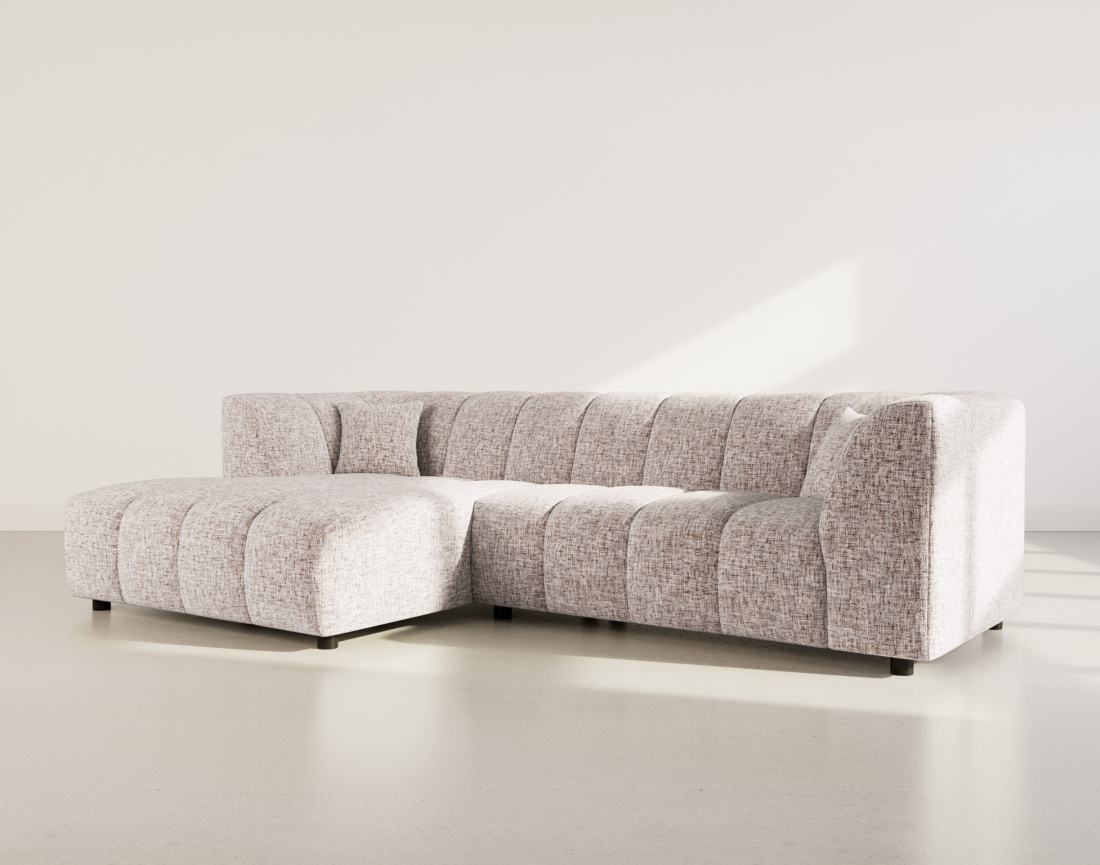 Canapé d'angle gauche 4 places avec accoudoir en tissu texturé Curtis